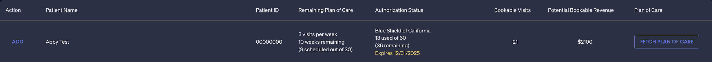 Once you click add, Penciled will schedule out any missing visits.