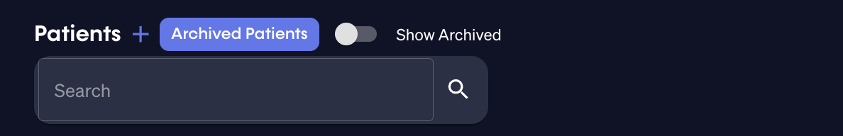 Clicking the plus button next to the Patients title opens the Add Patient form.