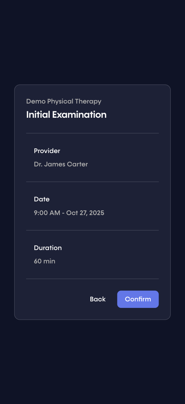 Patient selecting an available appointment time.